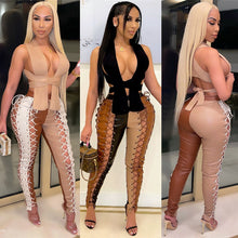 Load image into Gallery viewer, Sexy lace up PU leather pants AY1862
