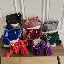Load image into Gallery viewer, Fashion velvet embroidery diagonal bag three-piece set(AB2058)