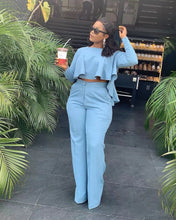 Load image into Gallery viewer, Fashion solid color pleated wide leg two-piece (AY1305)