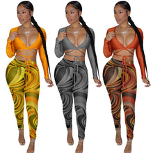 Load image into Gallery viewer, Net yarn printing two-piece suit(AY1423)