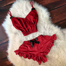 Load image into Gallery viewer, Solid color velvet suspender underwear set(AY1609)