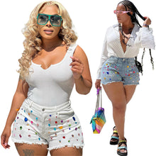 Load image into Gallery viewer, Fashion colored diamond tassel denim shorts AY3047
