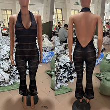 Load image into Gallery viewer, Solid color lace cut-out skinny sexy casual jumpsuit AY3556
