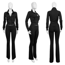 Load image into Gallery viewer, Solid color zipper flared pants set AY3620
