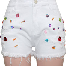 Load image into Gallery viewer, Fashion colored diamond tassel denim shorts AY3047
