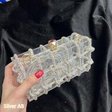 Load image into Gallery viewer, Shiny rhinestone woven transparent acrylic underarm bag AB2122
