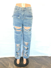 Load image into Gallery viewer, Wide leg torn jeans casual pants AY3153
