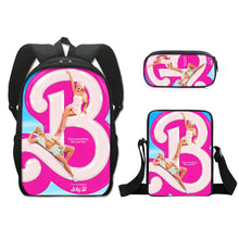 Load image into Gallery viewer, Barbie printed backpack three piece set AB2135
