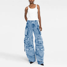 Load image into Gallery viewer, Multi pocket patchwork pants AY3155
