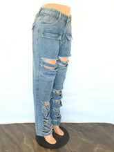 Load image into Gallery viewer, Wide leg torn jeans casual pants AY3153
