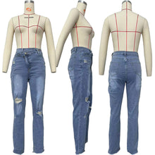 Load image into Gallery viewer, Fashion personalized ripped diagonal zipper jeans AY3598
