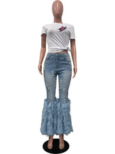 Load image into Gallery viewer, Fashionable nail bead plush jeans AY3614
