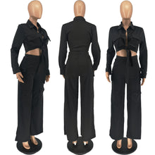 Load image into Gallery viewer, Pants work suit wide leg solid color two-piece set AY3152
