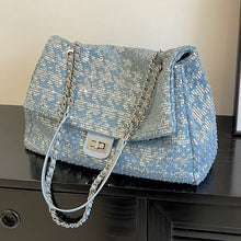 Load image into Gallery viewer, Fashion denim sequin chain shoulder bag AB2140
