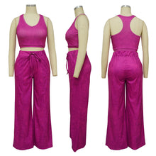 Load image into Gallery viewer, Sleeveless short top with elastic waist and wide leg pants set AY2854
