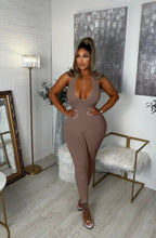 Load image into Gallery viewer, Ribbed suspender open back jumpsuit AY2831
