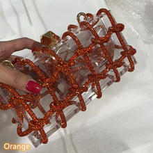 Load image into Gallery viewer, Shiny rhinestone woven transparent acrylic underarm bag AB2122
