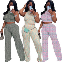 Load image into Gallery viewer, Printed wide leg pants two-piece set AY3580
