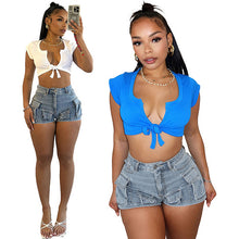 Load image into Gallery viewer, Fashionable workwear pocket denim shorts AY3428
