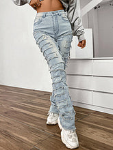 Load image into Gallery viewer, Stretch patch denim layered straight leg jeans AY3329
