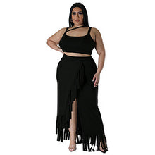 Load image into Gallery viewer, Oversized women&#39;s tassel irregular sleeveless skirt set AY3470
