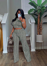 Load image into Gallery viewer, Printed wide leg pants two-piece set AY3580
