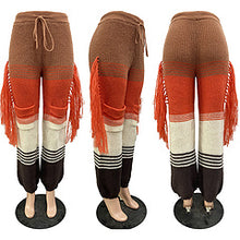 Load image into Gallery viewer, Knitted color matching tassel loose straight leg pants AY3242
