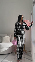 Load image into Gallery viewer, Sweater diamond plaid cardigan two-piece set AY3244
