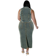 Load image into Gallery viewer, Denim short sleeved tassel zipper split set AY3472
