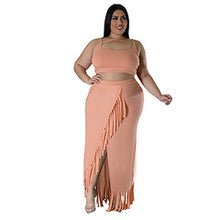 Load image into Gallery viewer, Oversized women&#39;s tassel irregular sleeveless skirt set AY3470
