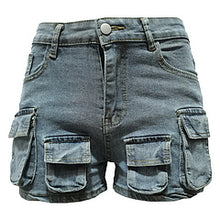 Load image into Gallery viewer, Fashionable workwear pocket denim shorts AY3428
