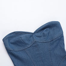 Load image into Gallery viewer, Sexy strapless imitation denim dress AY3465
