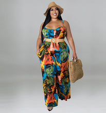 Load image into Gallery viewer, Suspender printed Jumpsuit with belt AY2125
