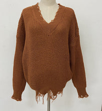 Load image into Gallery viewer, V-neck drop shoulder knitted top AY1323
