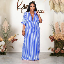 Load image into Gallery viewer, Loose striped shirt long dress AY2160
