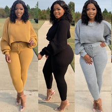 Load image into Gallery viewer, Fashion waffle pattern loose casual two-piece set(AY2485)
