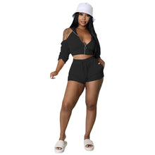 Load image into Gallery viewer, Pleated open back hooded two piece set AY1982
