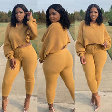 Load image into Gallery viewer, Fashion waffle pattern loose casual two-piece set(AY2485)

