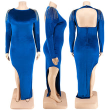 Load image into Gallery viewer, Plus size velvet tassel dress（AY2492）
