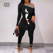 Load image into Gallery viewer, letter printed split long sleeve top suit(AY2445)
