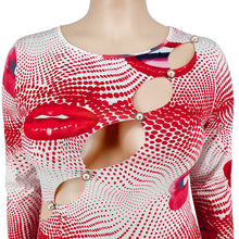 Load image into Gallery viewer, Sexy color lip print cutout dress（AY2504）
