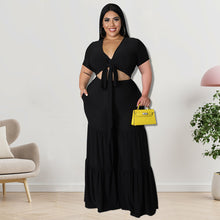 Load image into Gallery viewer, Plus wide leg pants two piece set（AY2110）
