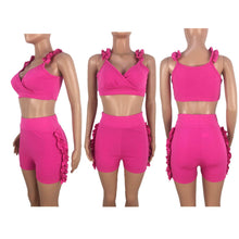 Load image into Gallery viewer, Ruffled V open back  two-piece set AY2030
