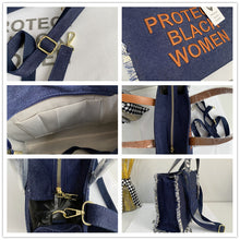 Load image into Gallery viewer, Letter embroidery denim tote bag（AB2098）
