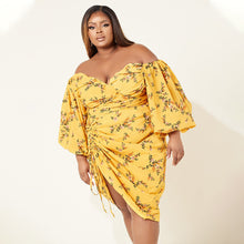 Load image into Gallery viewer, Sexy Print Smocked Puff Sleeve Dress（AY1738）
