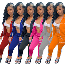 Load image into Gallery viewer, Letter embroidery zipper sports two-piece suit（AY1451
