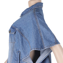 Load image into Gallery viewer, Denim side pockets irregular jacket tops (only VEST)（AY1476）
