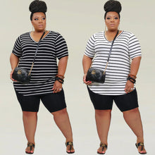 Load image into Gallery viewer, Plus size women&#39;s striped casual suit AY1127
