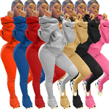 Load image into Gallery viewer, Solid color puff sleeve open back hooded suit（AY1391）
