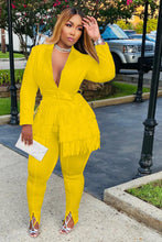Load image into Gallery viewer, Fashion solid color tassel suit（AY2419）
